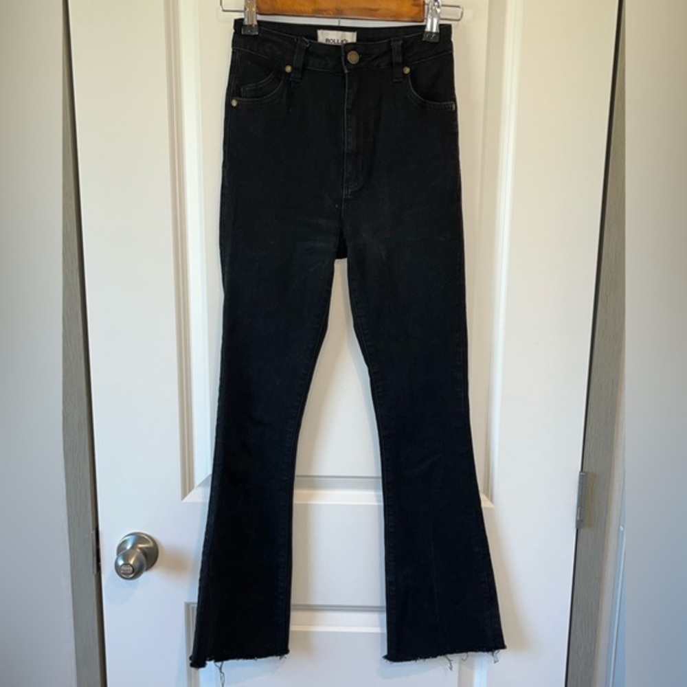 Rolla's Eastcoast Boot High Rise Bootcut Jeans Women's Size 25 Black Raw Hem